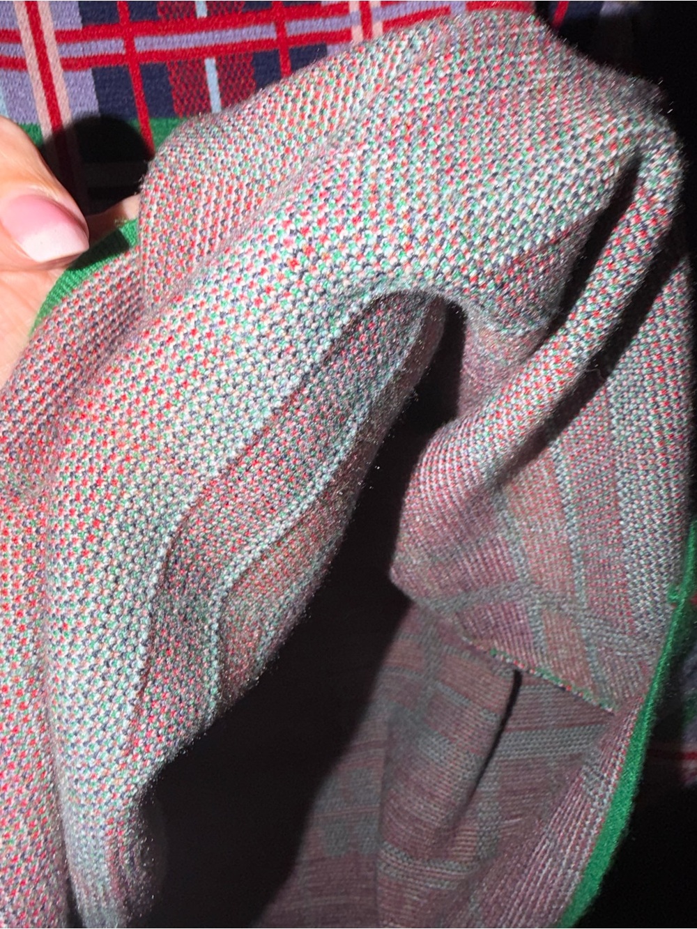 Anthropologie Green Red Plaid Knit Mini Dress - Picture 6 of 8